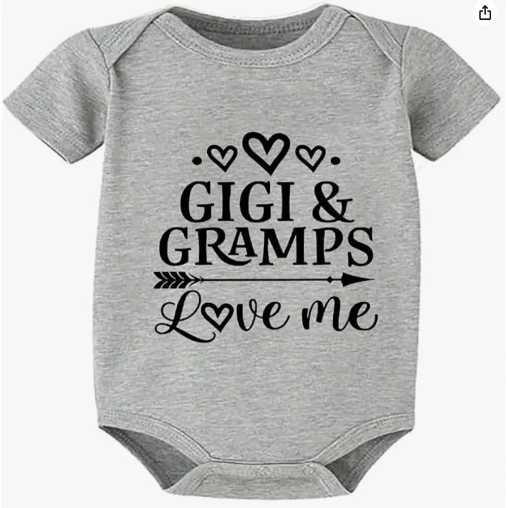 Gigi & Gramps Love Me Baby Bodysuit ‎ 0-3M Newborn Short Sleeve